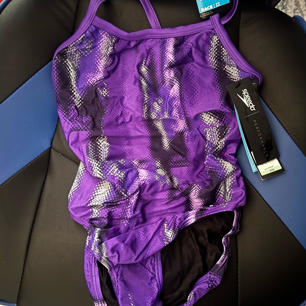 NWT Speedo Vibrant Purple and Black Swimwear